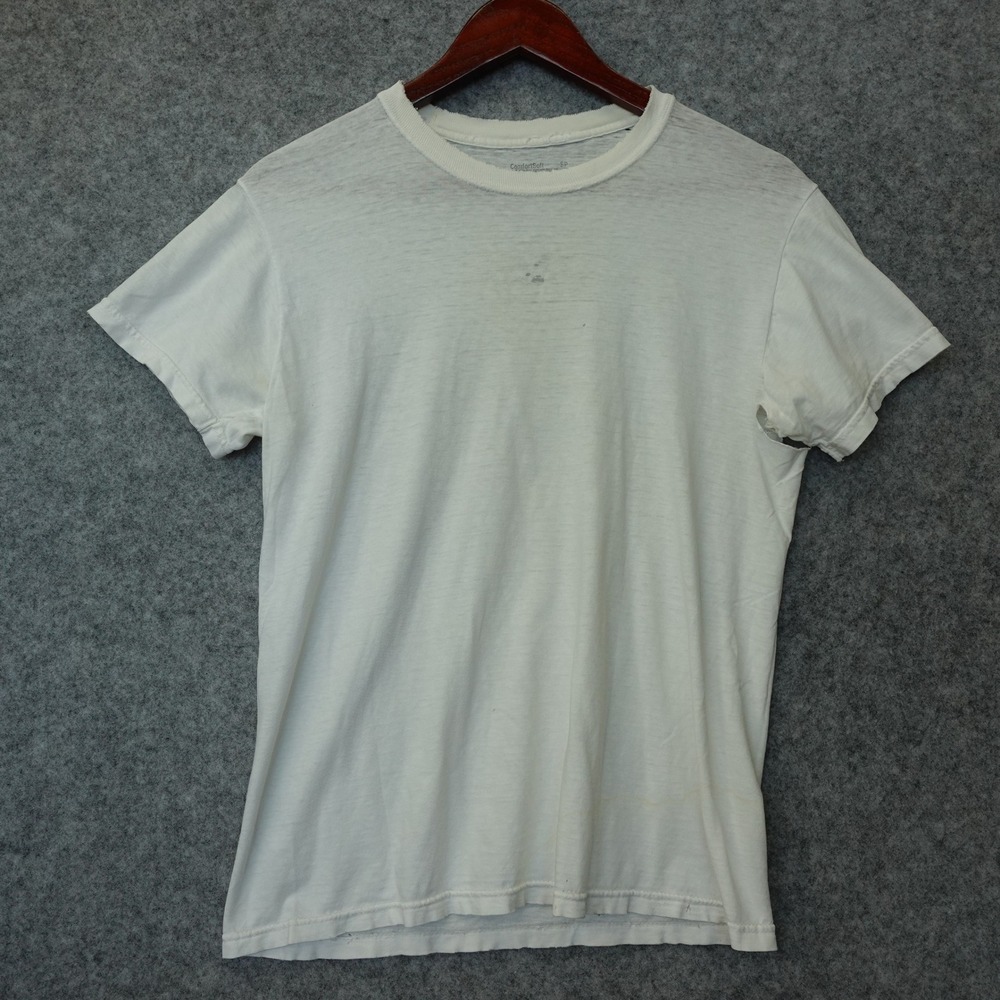 Vintage Distressed Basic T Shirt SMALL Thrashed Grunge Tee Paper Thin Y2K HANES
